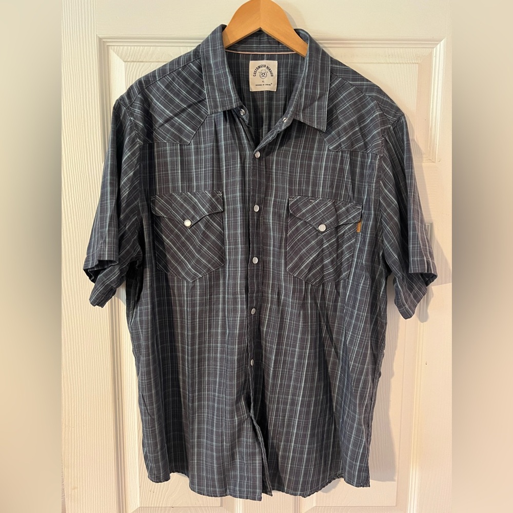 Men's Blue Plaid Button-Down Shirt